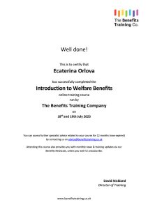 Benefits Orlova